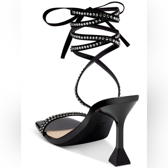 NWOT INC international Concepts Bradki sandals Rhinestone Square Toe Lace up 5.5 - Picture 2 of 10
